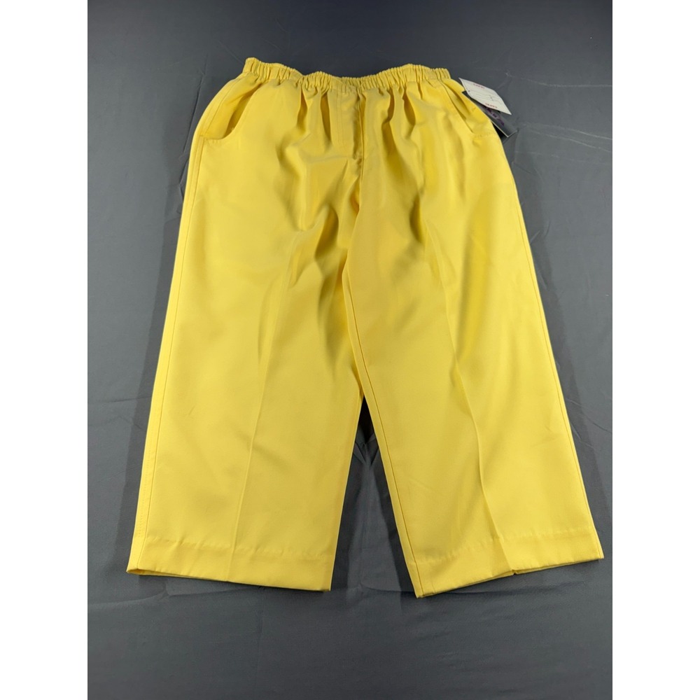 Alia Petite Womens 8P Capri Pants Yellow Pull On Elastic Waist NWT Vintage